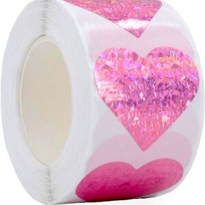 NEW! 50 stickers- Pink hearts Stickers - 1.5  inch